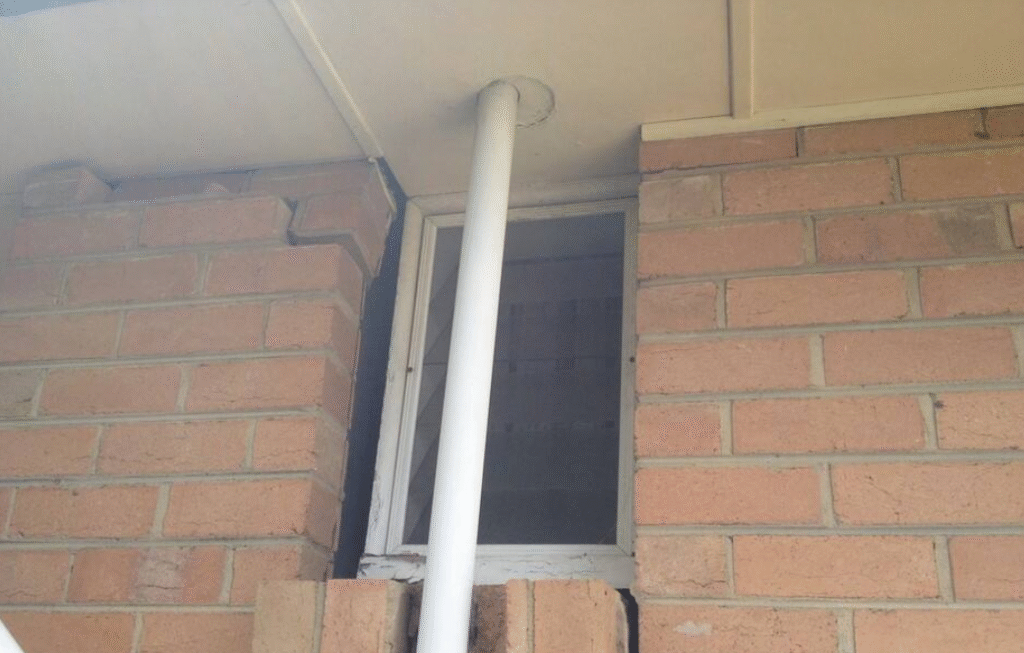 Large gap between brickwork and window caused by foundation movement